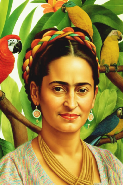 retrato al estilo de Frida Kahlo